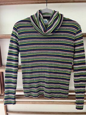 Vintage College Town Women’s Multicolor Striped Turtle Neck Sweater